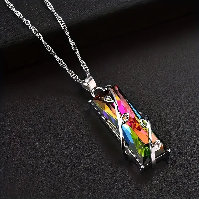Multi colored crystal pendant necklace-New Arrivals