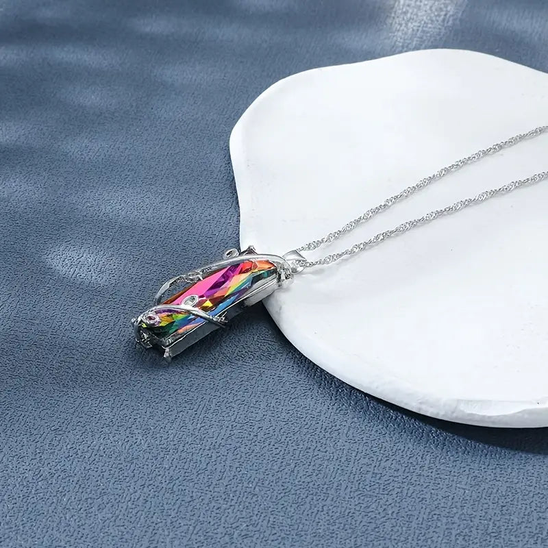 Multi colored crystal pendant necklace-New Arrivals