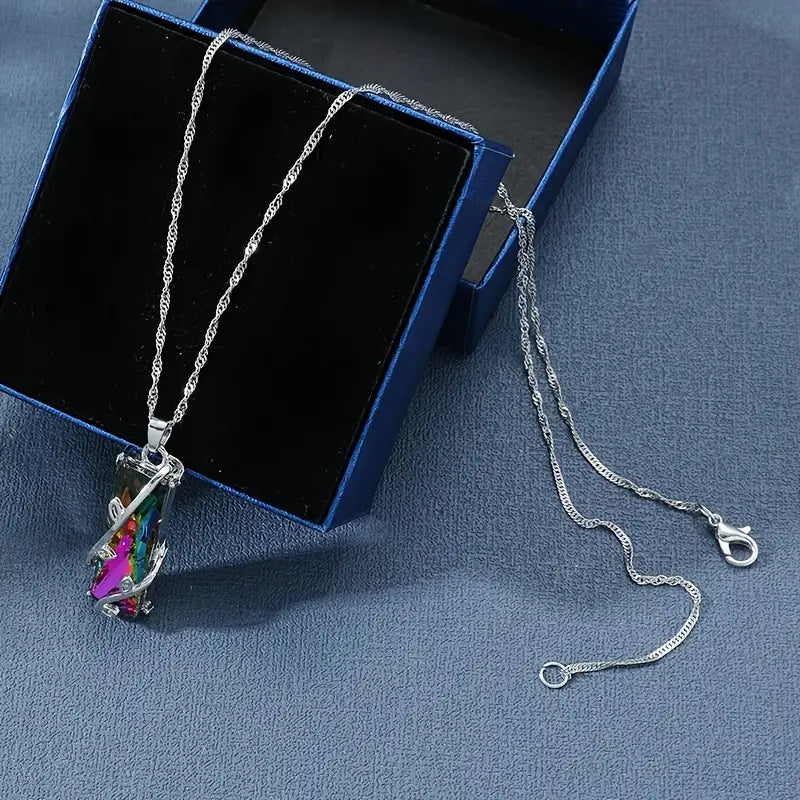 Multi colored crystal pendant necklace-New Arrivals
