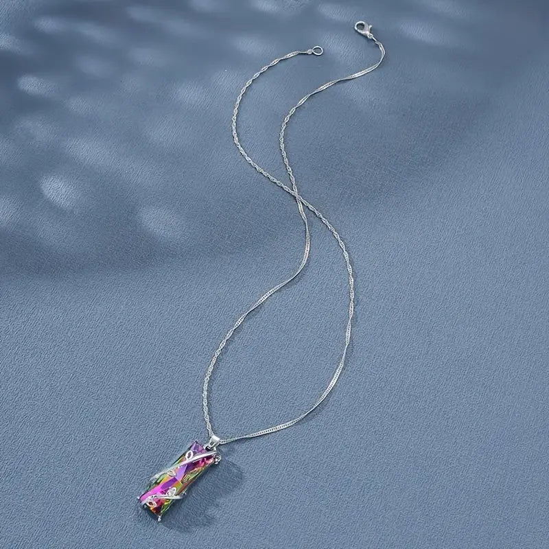 Multi colored crystal pendant necklace-New Arrivals