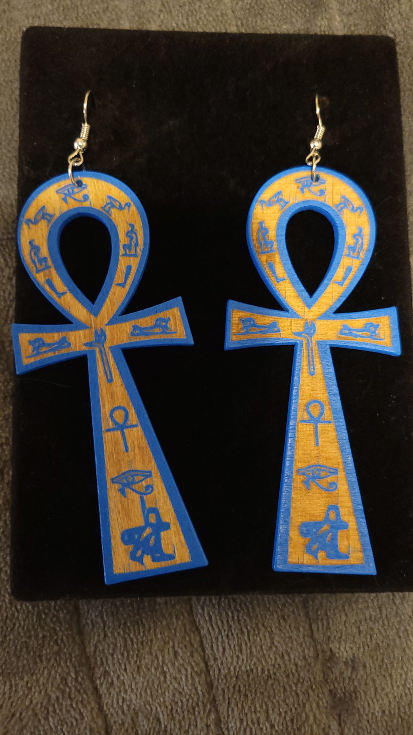 Large ANKH wood crafted - Earrings