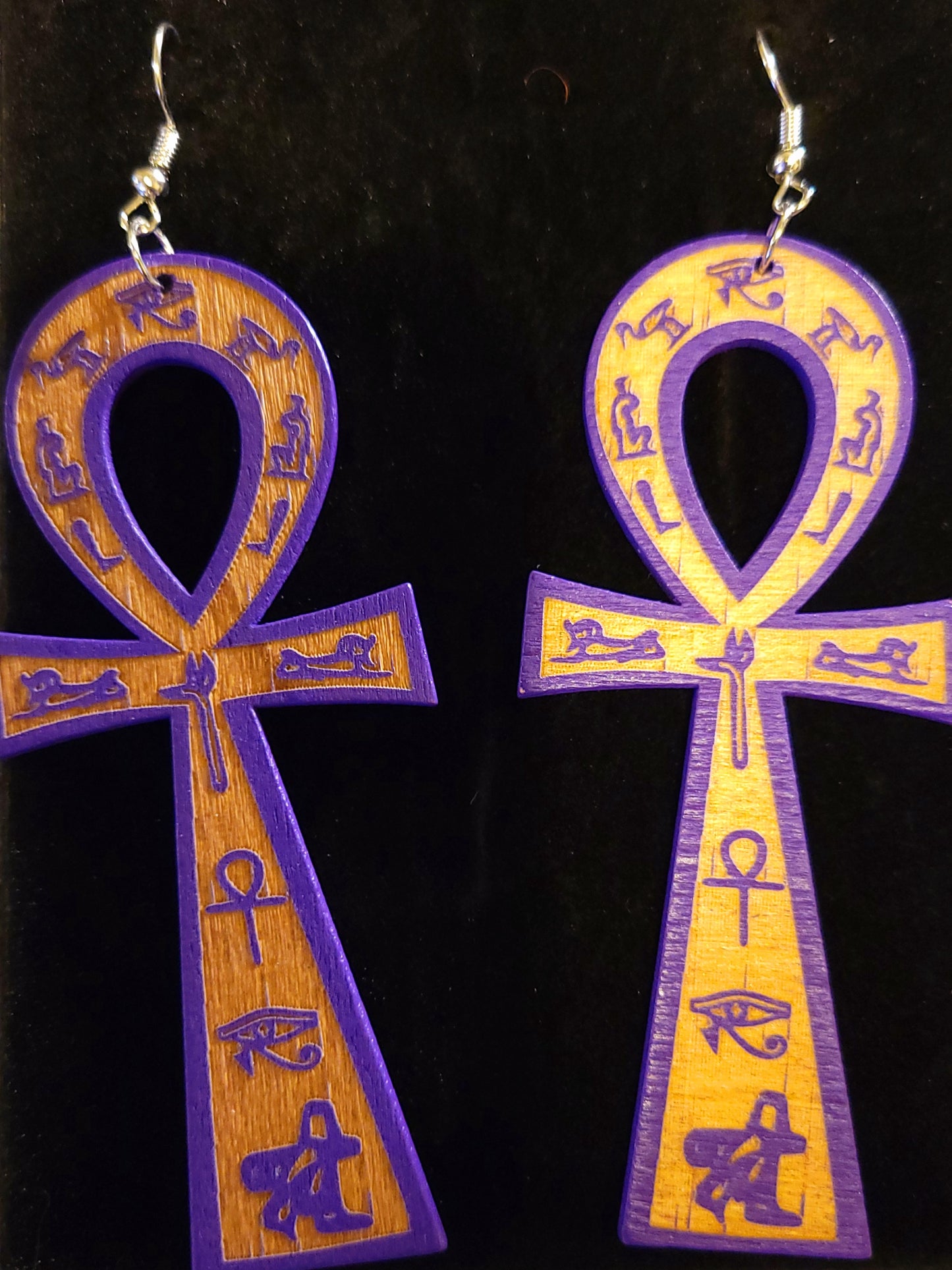 Large ANKH wood crafted - Earrings