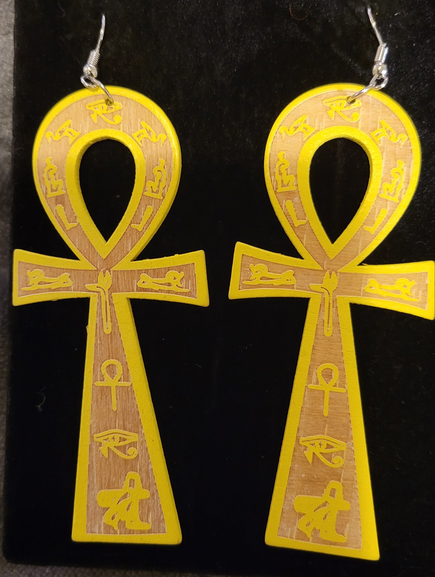 Large ANKH wood crafted - Earrings