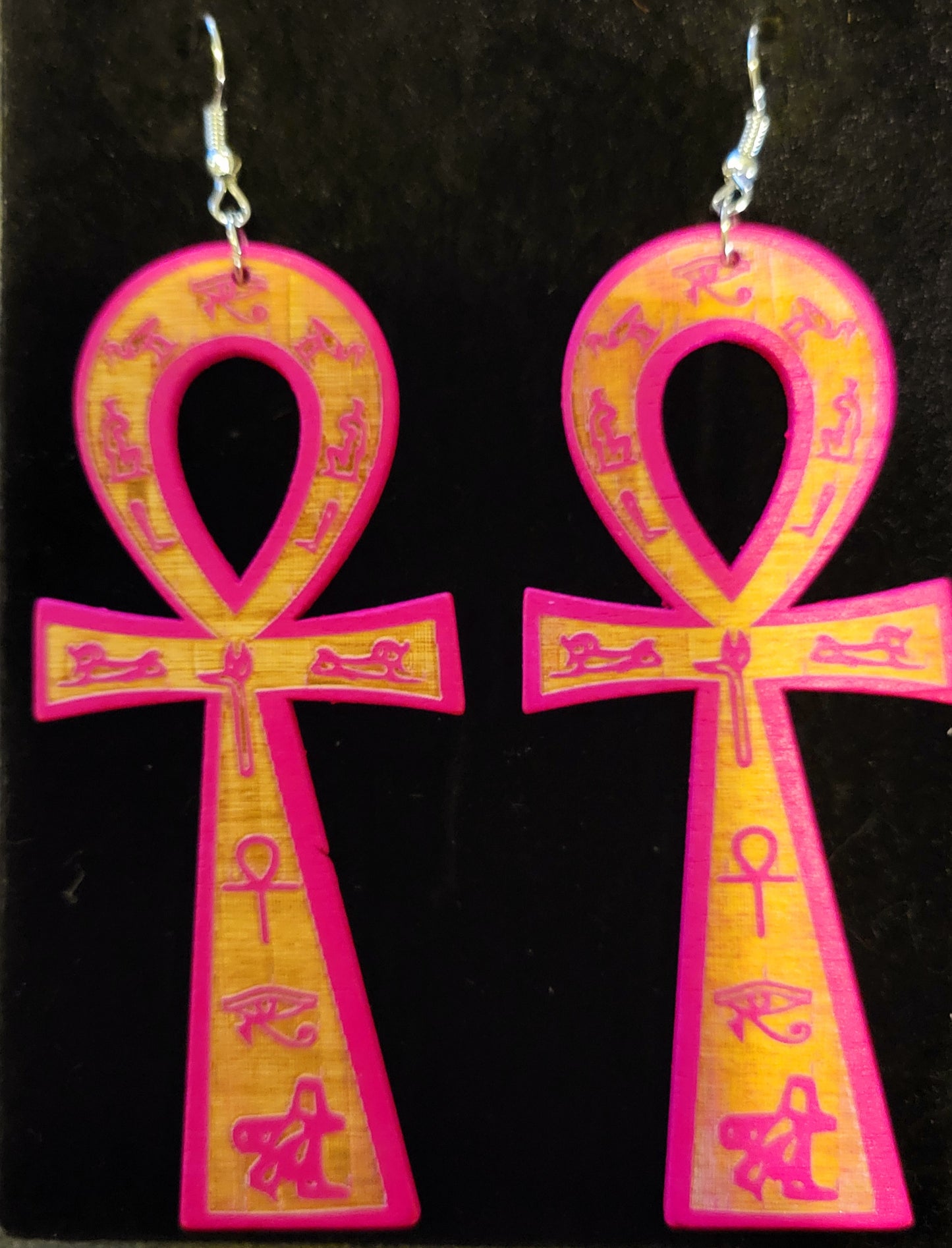 Large ANKH wood crafted - Earrings