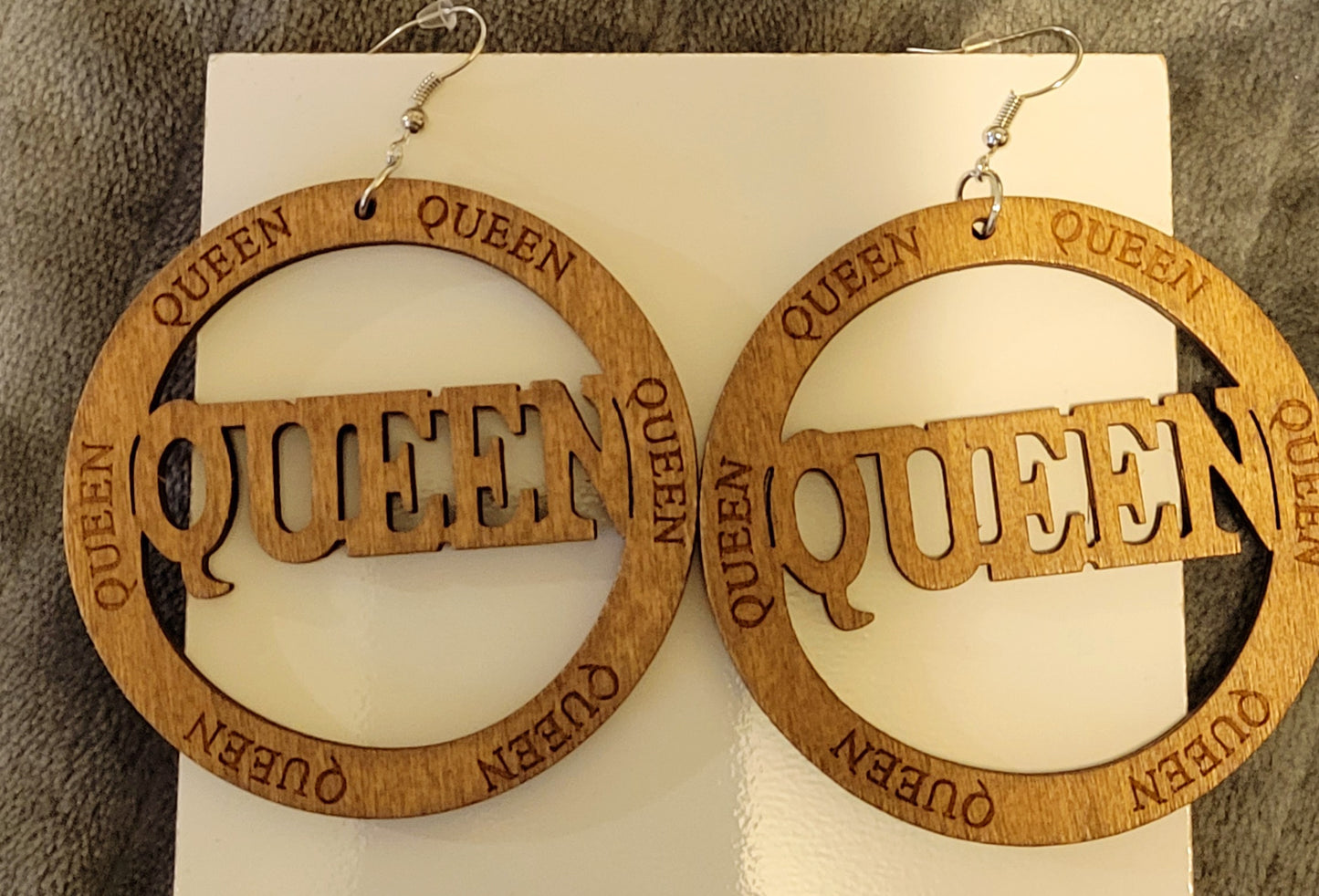 Handcrafted Wood QUEEN - Earrings