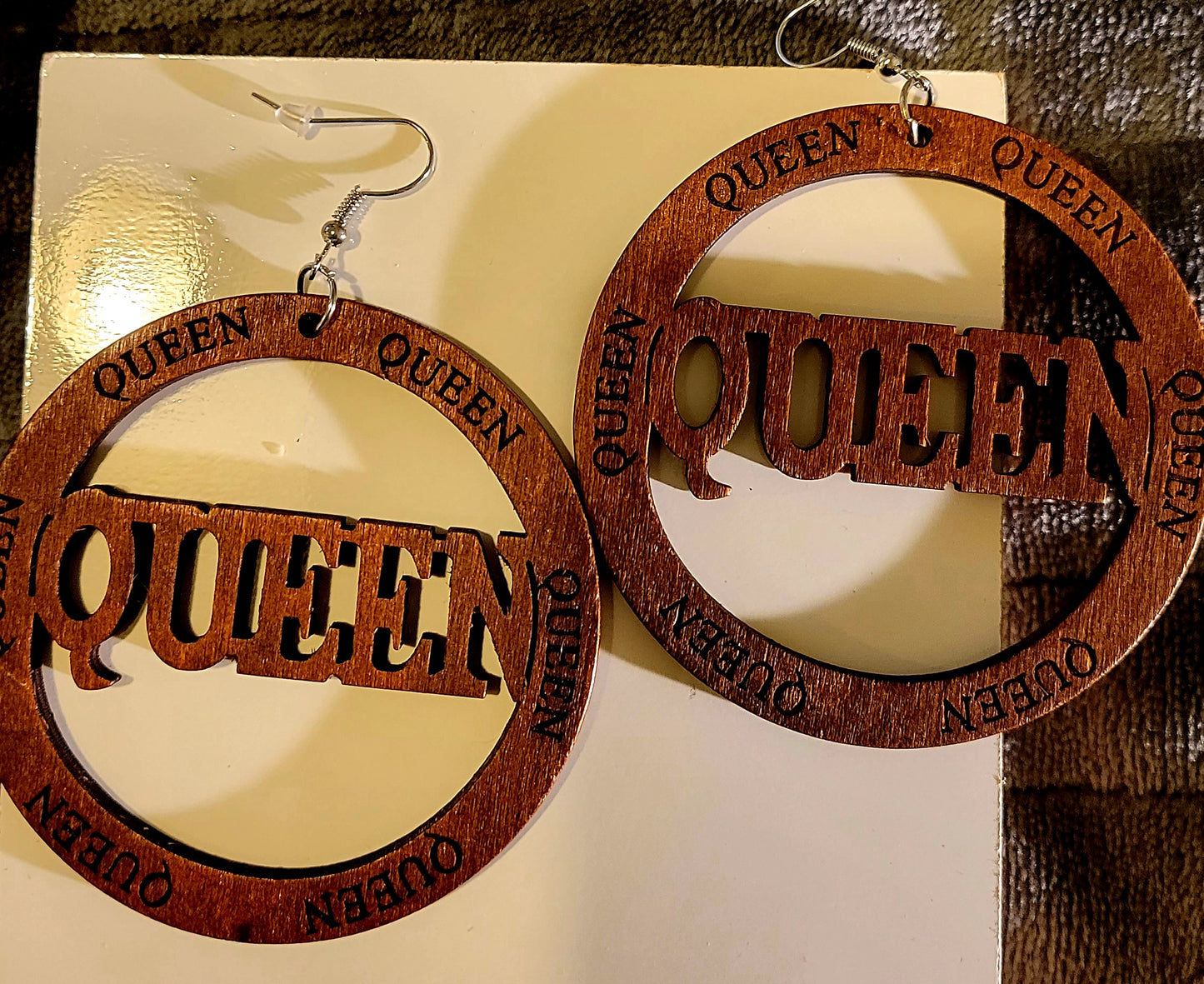 Handcrafted Wood QUEEN - Earrings