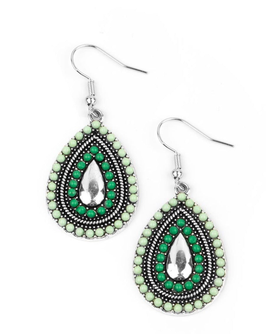 Beaded Bonanza Green - Earrings