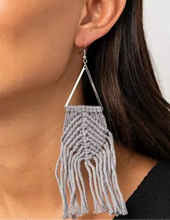 Load image into Gallery viewer, Macrame jungle silver earrings- New Arrivals
