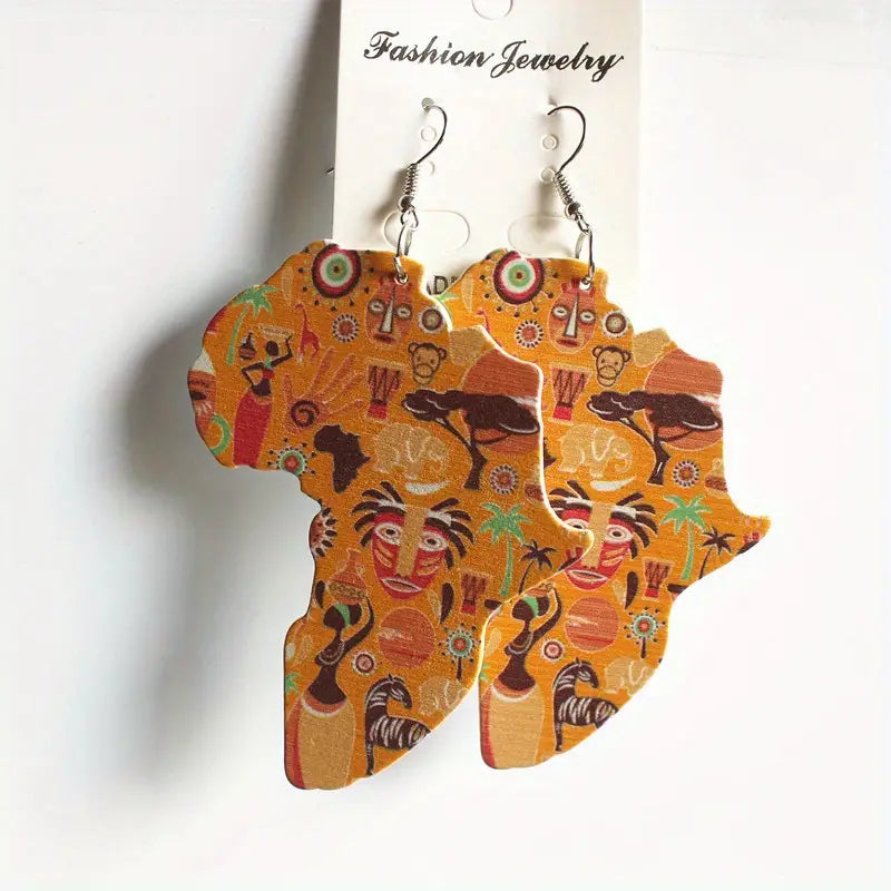 African map resin dangle earrings-New Arrivals