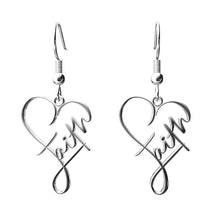 Load image into Gallery viewer, Faith inspired heart silver earrings-New Arrivals
