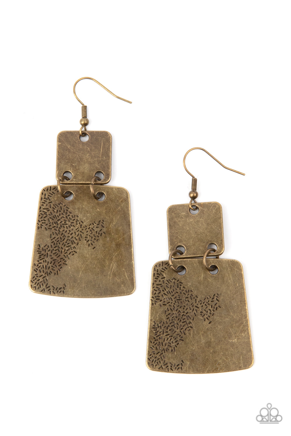 Tagging Along Brass - Earrings