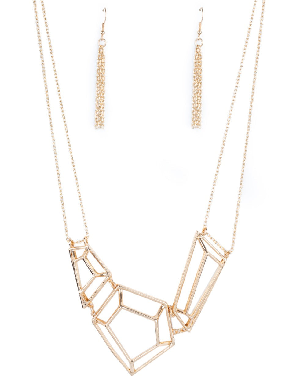 3-D Drama Gold - Necklaces