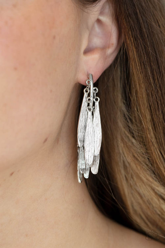 Pursuing The Plumes Silver Earrings