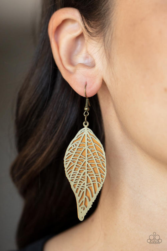 Leafy Luxury Brass - Earrings